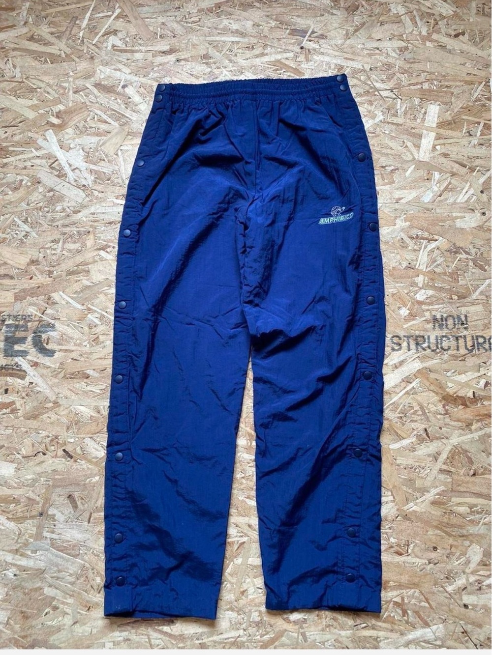 Men's Vintage Kobe Navy Snap-Button Joggers with Side Vents